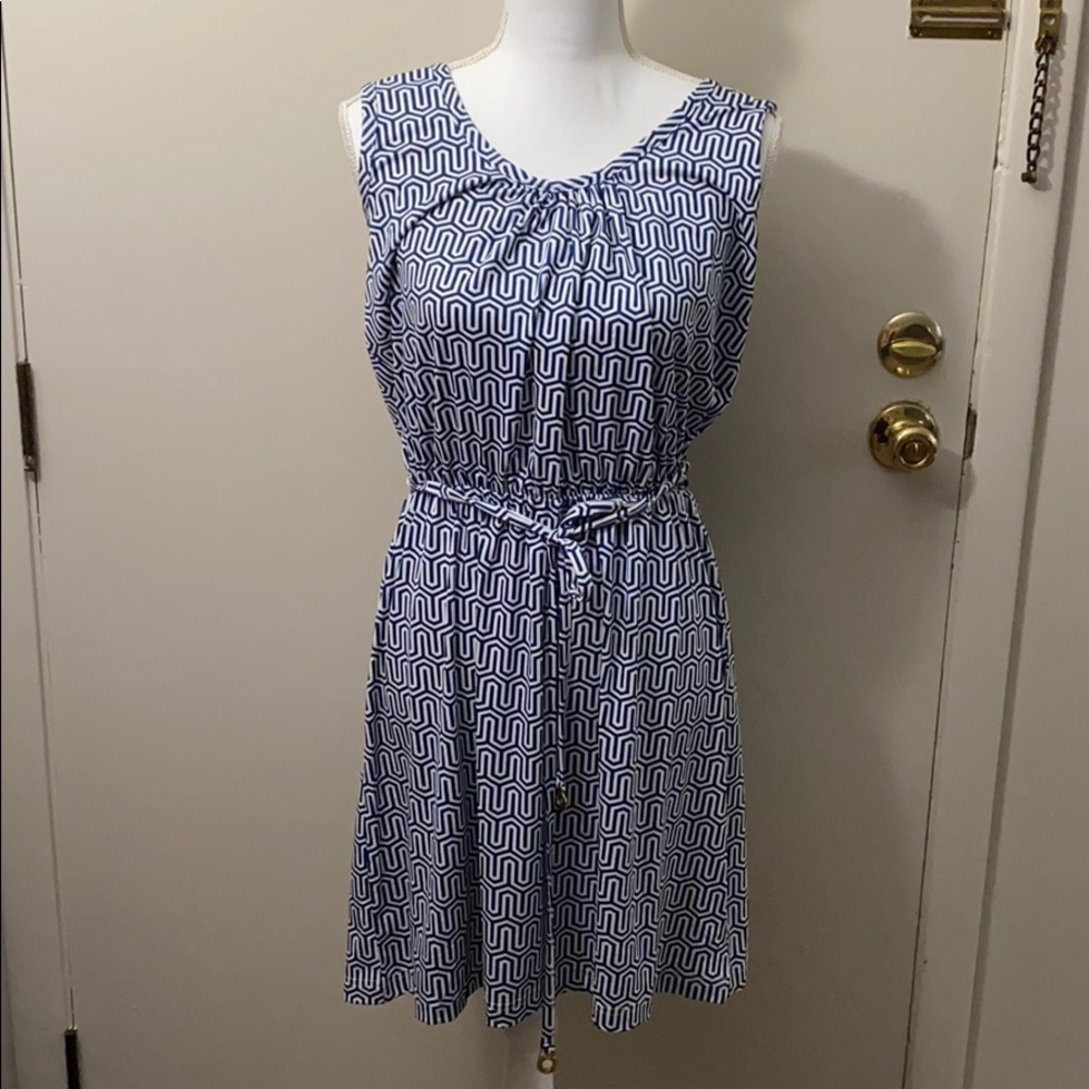 Mud Pie blue and white geometric dress